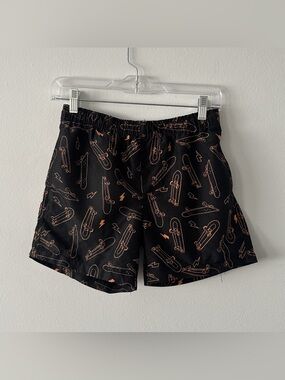 Tilt Boys Black Swim Trunks Shorts Size 12 Skateboard Pattern